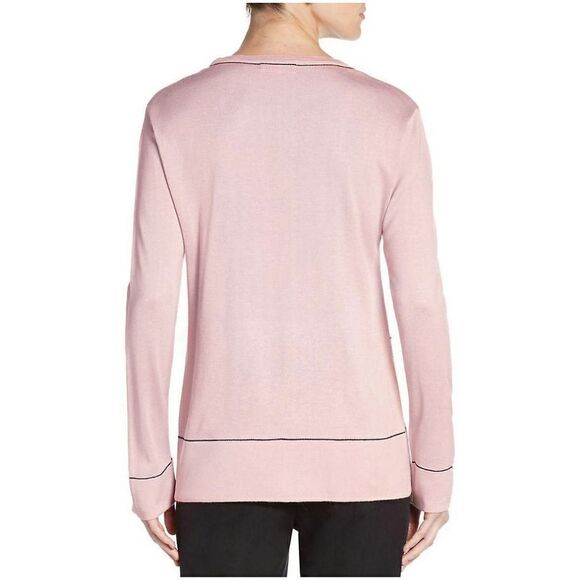 New! CALVIN KLEIN Women's Contrast Stitch Pullover Sweater Blush Size Large - Picture 3 of 5